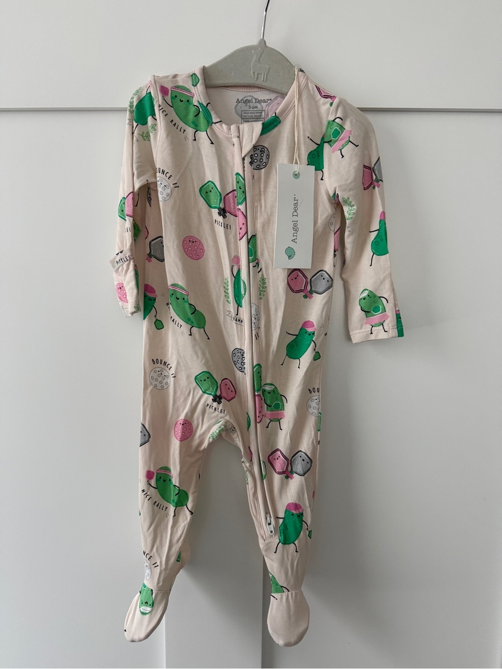 Angel Dear Pink Pickle Ball Print Footed One-Piece